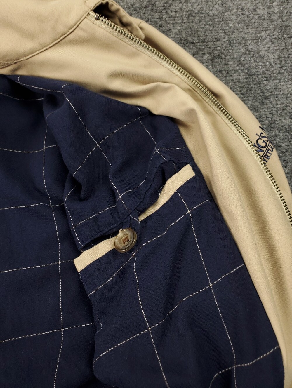 Vintage Polo Ralph Lauren Jacket XL Bi Swing Bomber Beige Microfiber Grid Lined - Picture 12 of 14